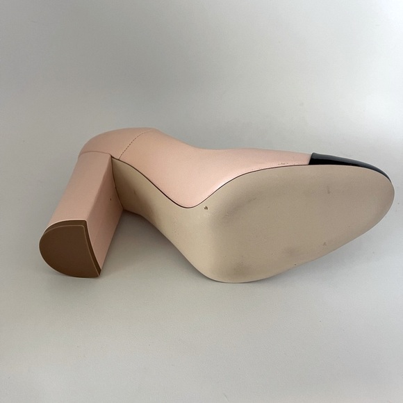 J. Crew Lena Blush Leather Pumps Black Cap Toe Made in Italy NWOT 6.5 - Picture 5 of 6